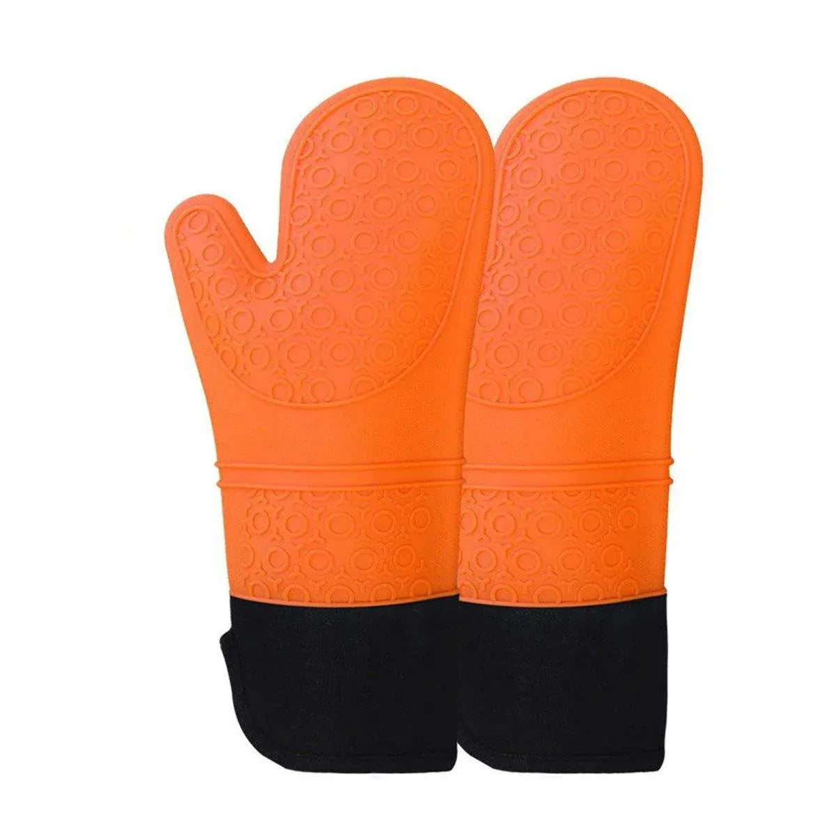 Silicone Oven Mitts with Fabric Lining, Set of 2, Orange