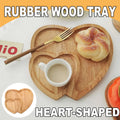 Heart Shaped Rubber Wood Serving Tray, 23 cm