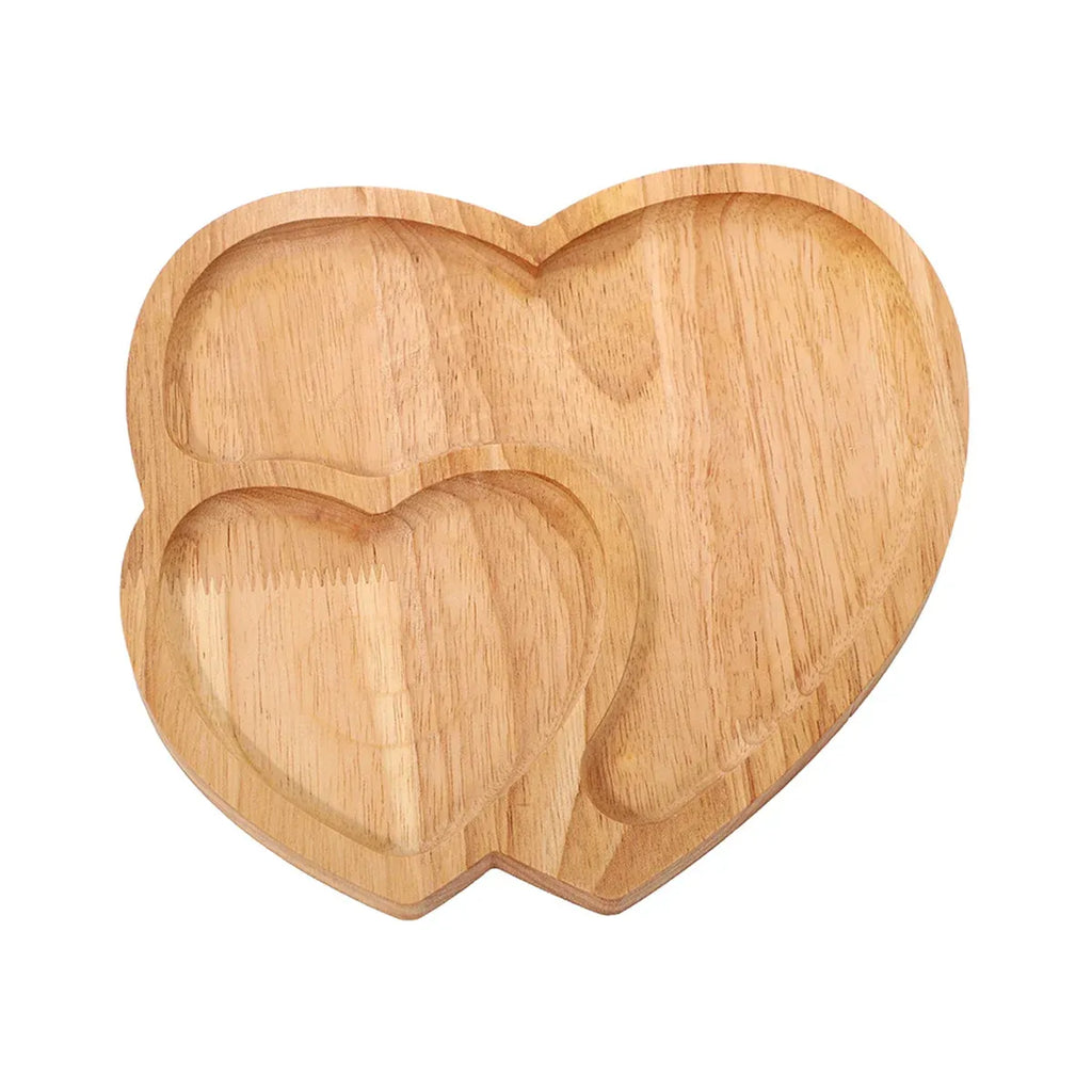 Heart Shaped Rubber Wood Serving Tray, 23 cm