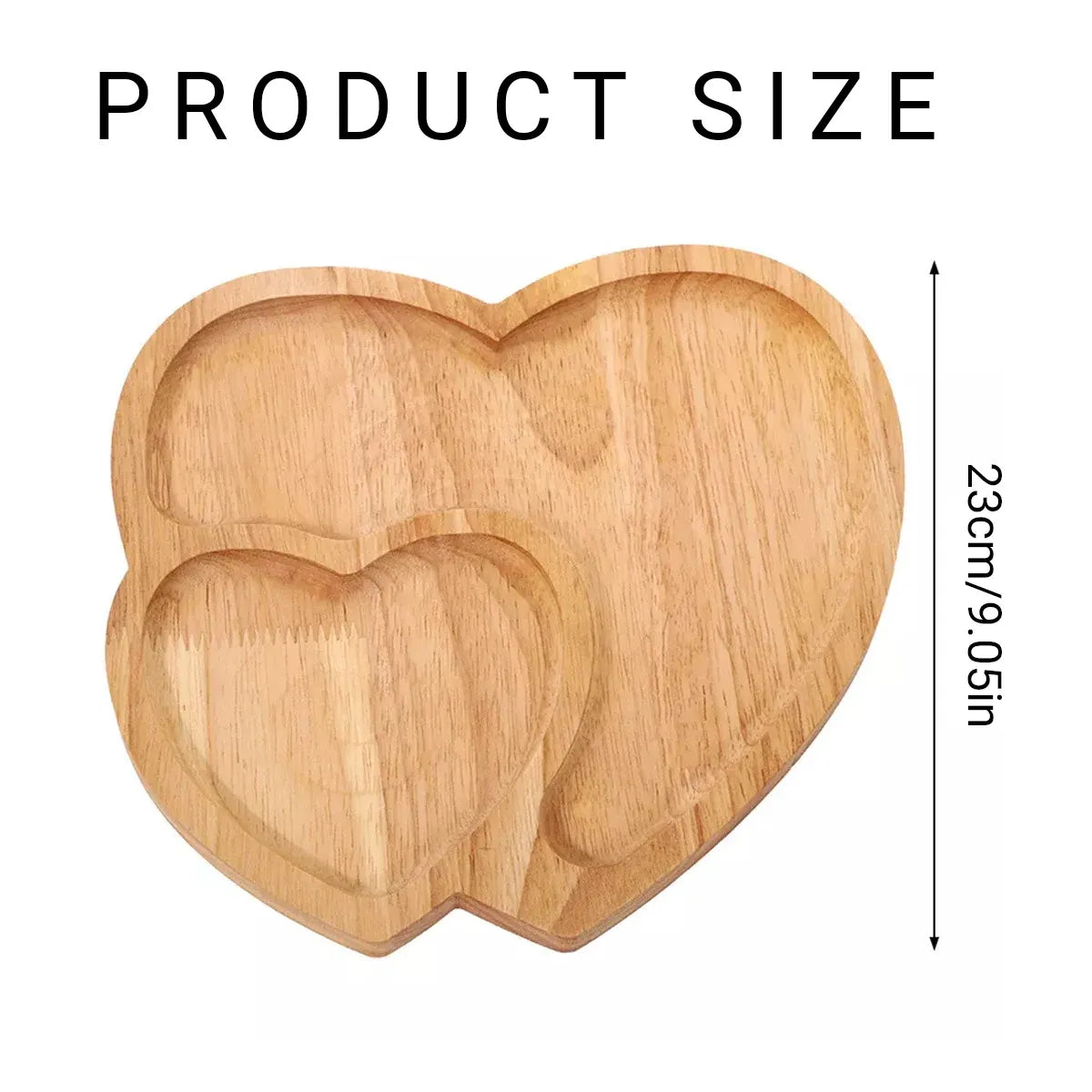Heart Shaped Rubber Wood Serving Tray, 23 cm
