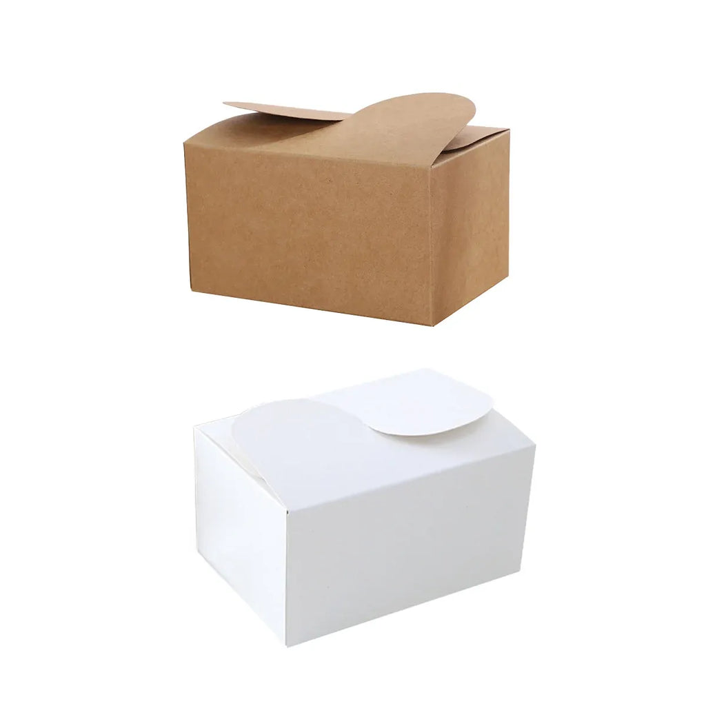 50PCS Foldable Gift Paper Boxes 15x10x8.5cm Khaki White for Party Wedding Use - White
