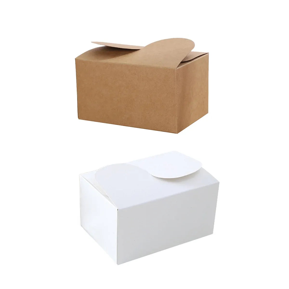50PCS Foldable Gift Paper Boxes 15x10x8.5cm Khaki White for Party Wedding Use - White