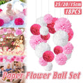 Pink Tissue Paper Hanging Flower Balls, 18 Pack