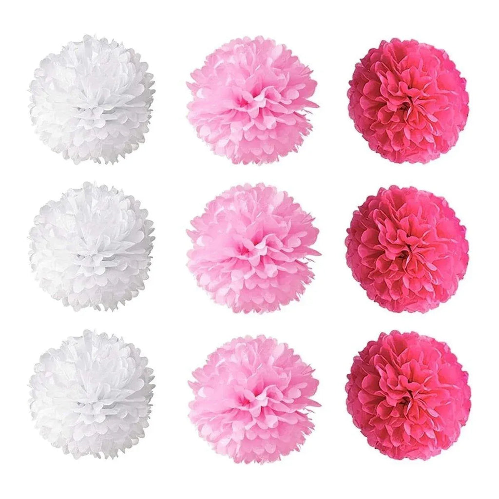 Pink Tissue Paper Hanging Flower Balls, 18 Pack