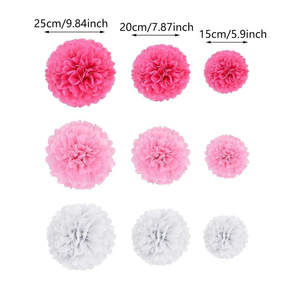 Pink Tissue Paper Hanging Flower Balls, 18 Pack