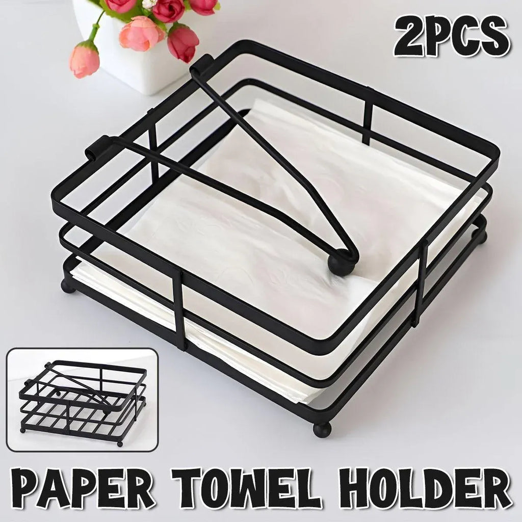 Black Wrought Iron Square Napkin Holders, Set of 2