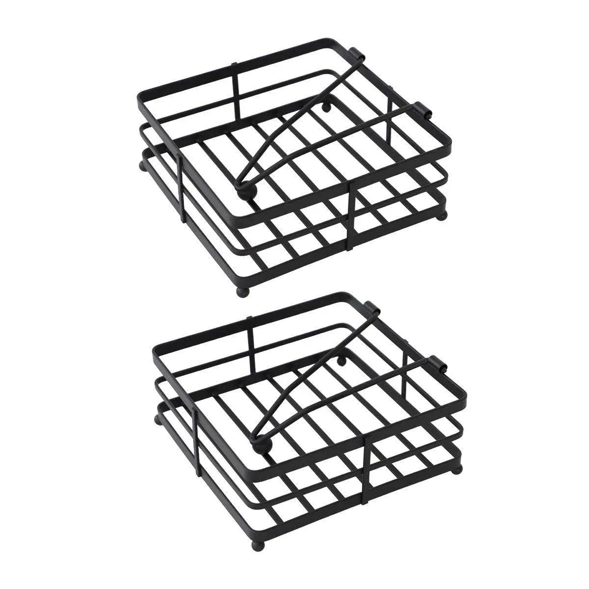 Black Wrought Iron Square Napkin Holders, Set of 2