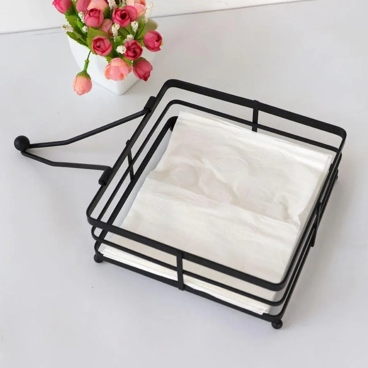Black Wrought Iron Square Napkin Holders, Set of 2