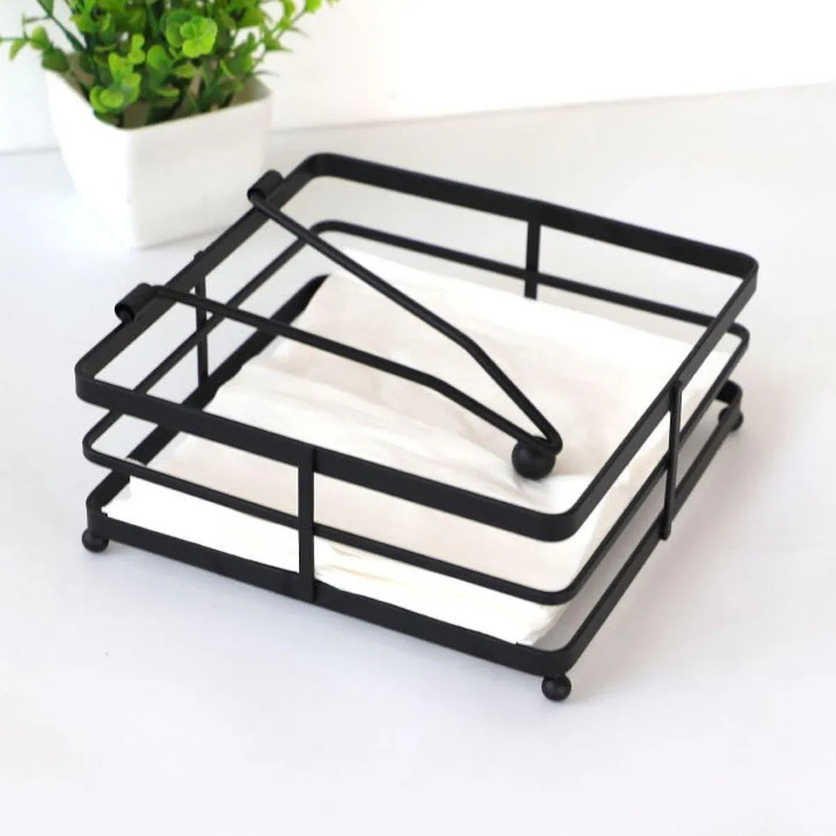 Black Wrought Iron Square Napkin Holders, Set of 2