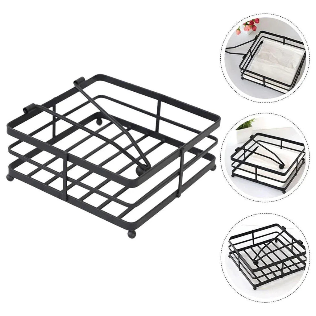 Black Wrought Iron Square Napkin Holders, Set of 2