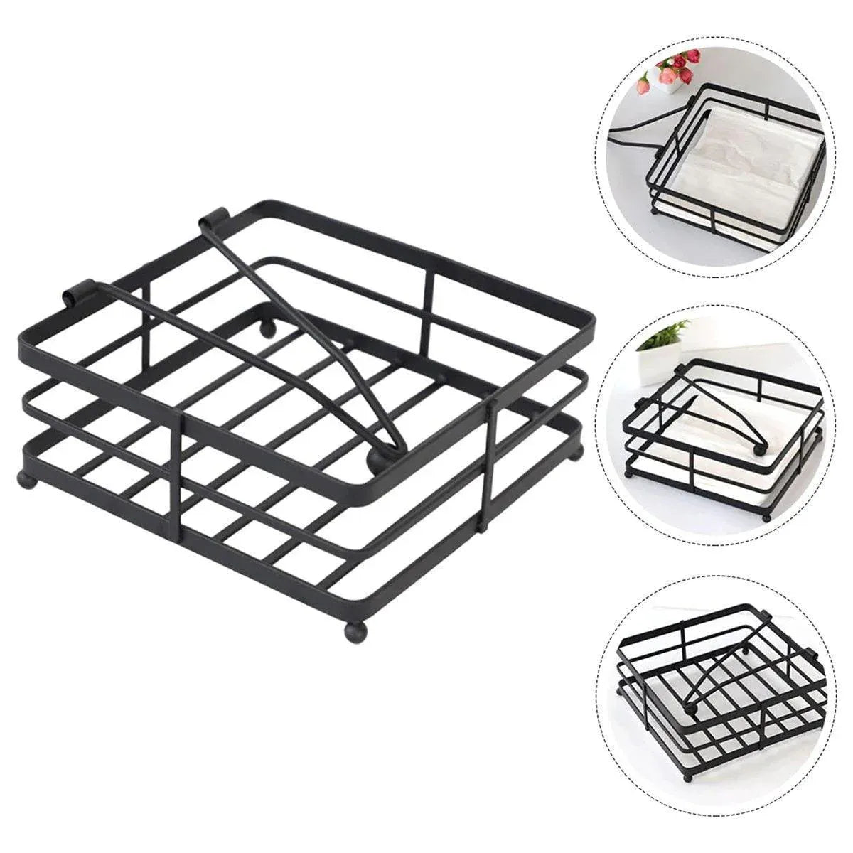 Black Wrought Iron Square Napkin Holders, Set of 2