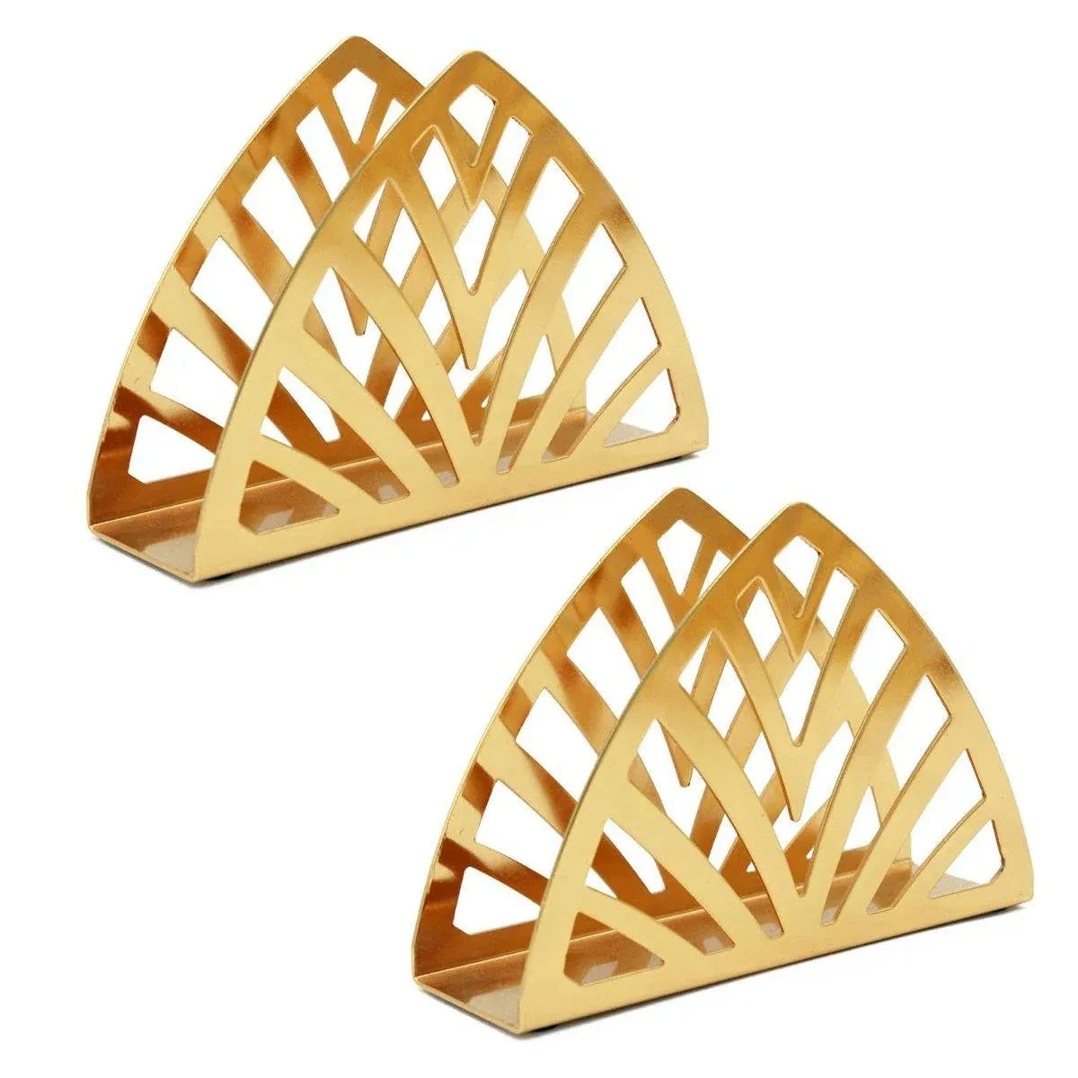 Gold Stainless Steel Hollow Napkin Holders, Set of 2