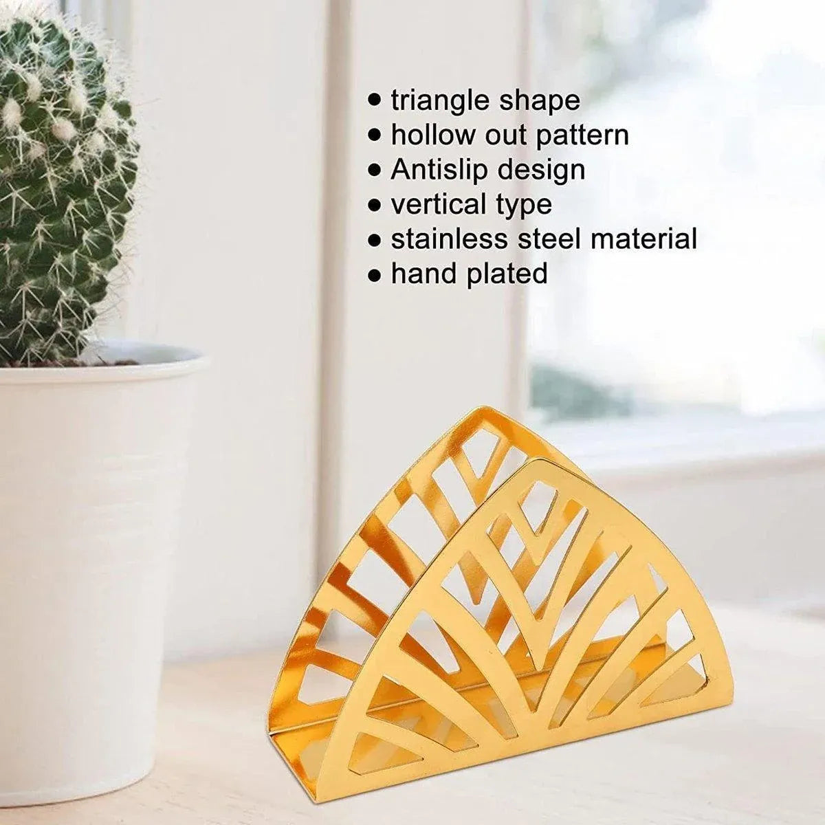 Gold Stainless Steel Hollow Napkin Holders, Set of 2