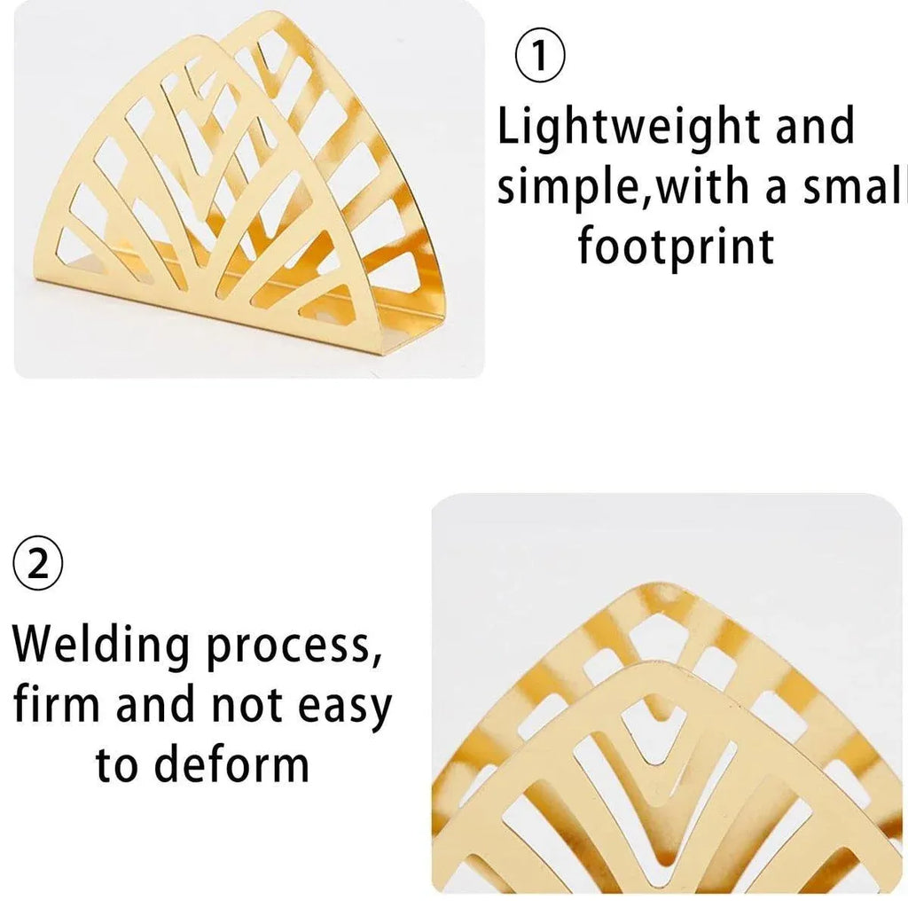 Gold Stainless Steel Hollow Napkin Holders, Set of 2