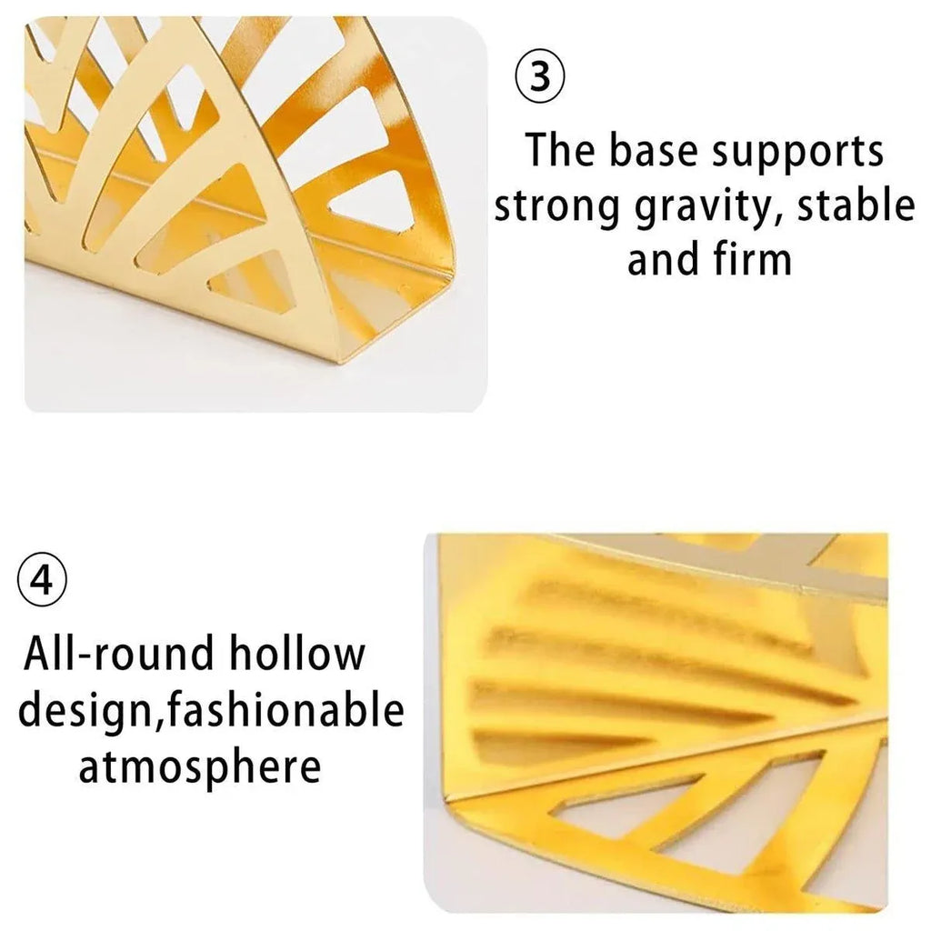 Gold Stainless Steel Hollow Napkin Holders, Set of 2