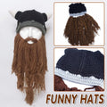 Knitted Viking Beard Beanie with Horns