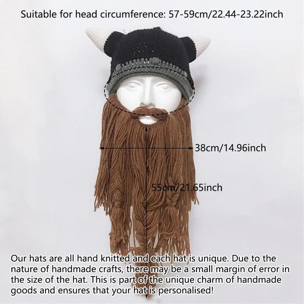 Knitted Viking Beard Beanie with Horns