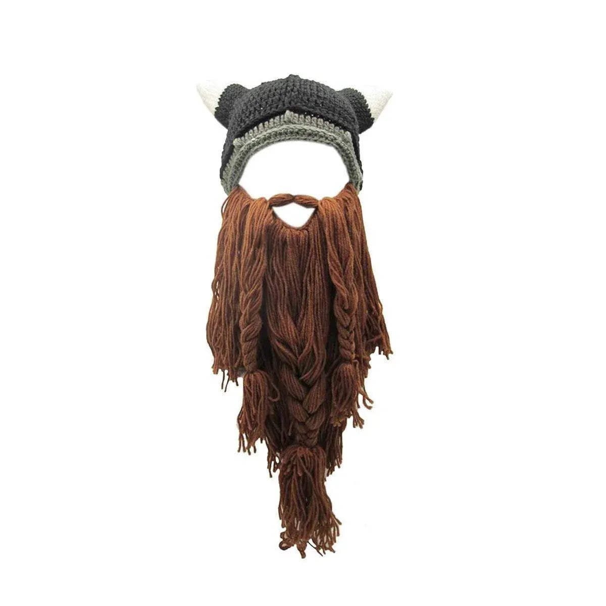 Knitted Viking Beard Beanie with Horns