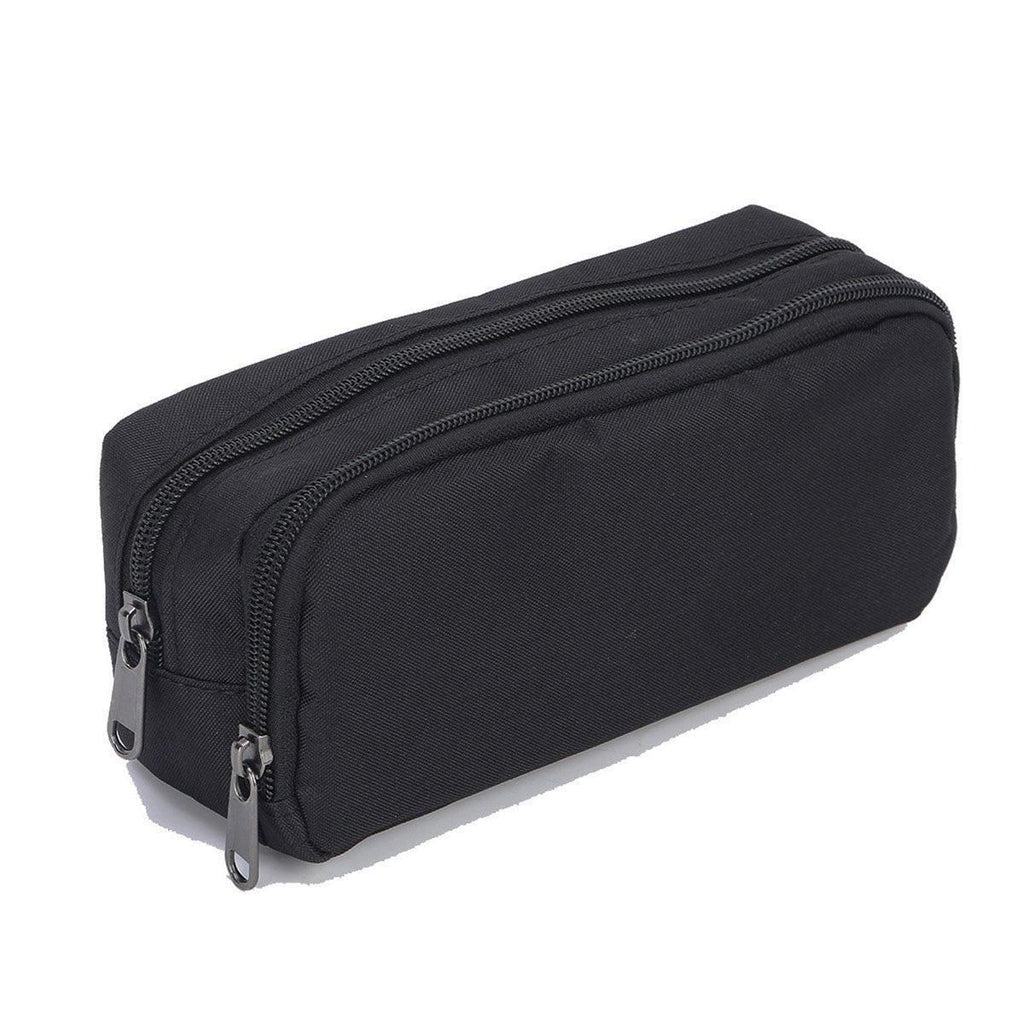Double Layer Oxford Fabric Pencil Case, Black, 21 x 10 x 7 cm