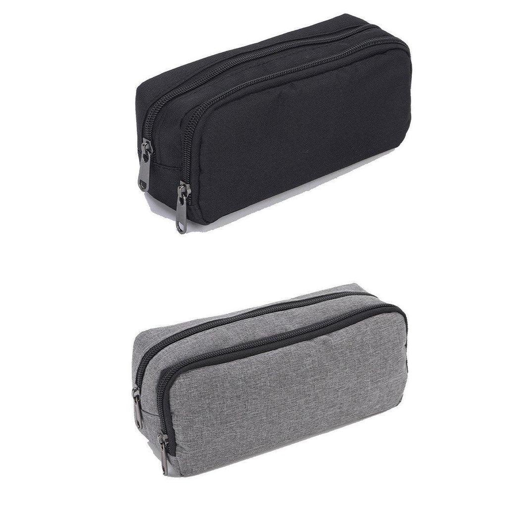 Double Layer Oxford Fabric Pencil Case, Black, 21 x 10 x 7 cm