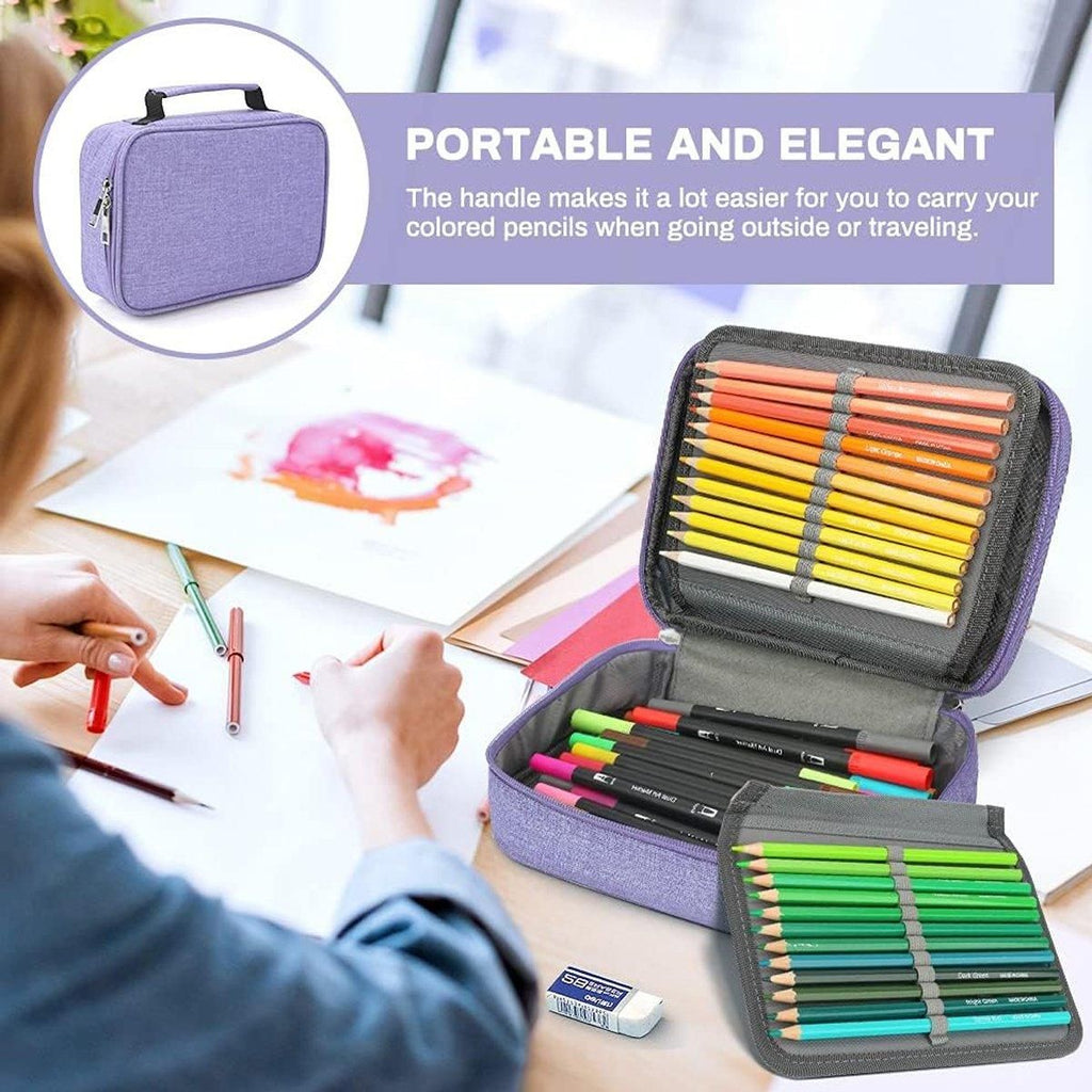 Large Capacity Multi Layer Pencil Pouch with Handle, 23 x 16 x 7 cm