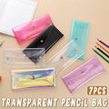 Clear PVC Pencil Pouches with Snap Button, 7 Pack