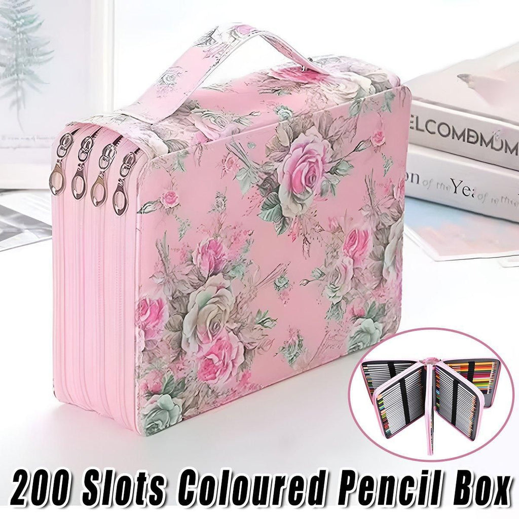 200 Slots Large Capacity Pencil Case Rose Foundation Student