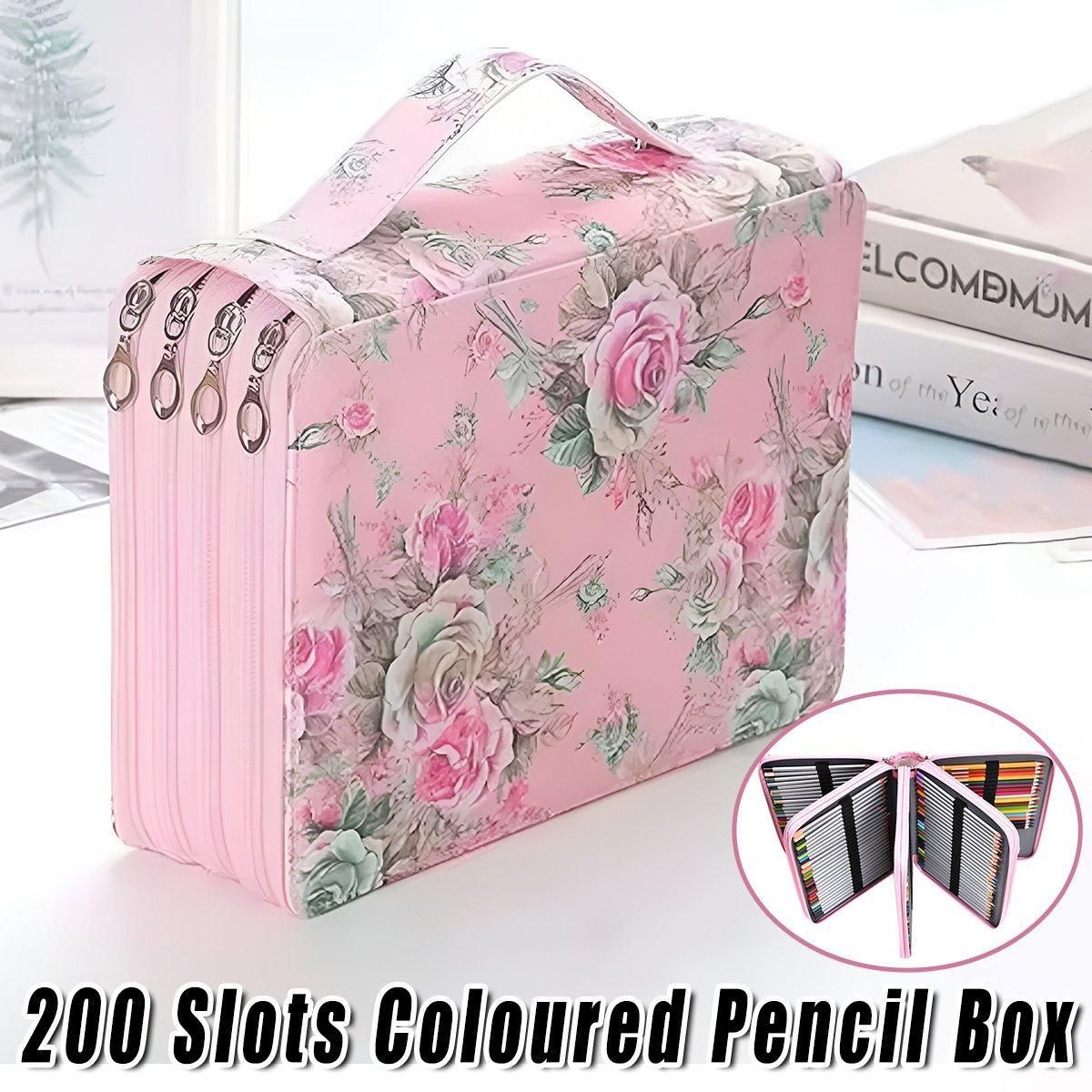 200 Slots Large Capacity Pencil Case Rose Foundation Student