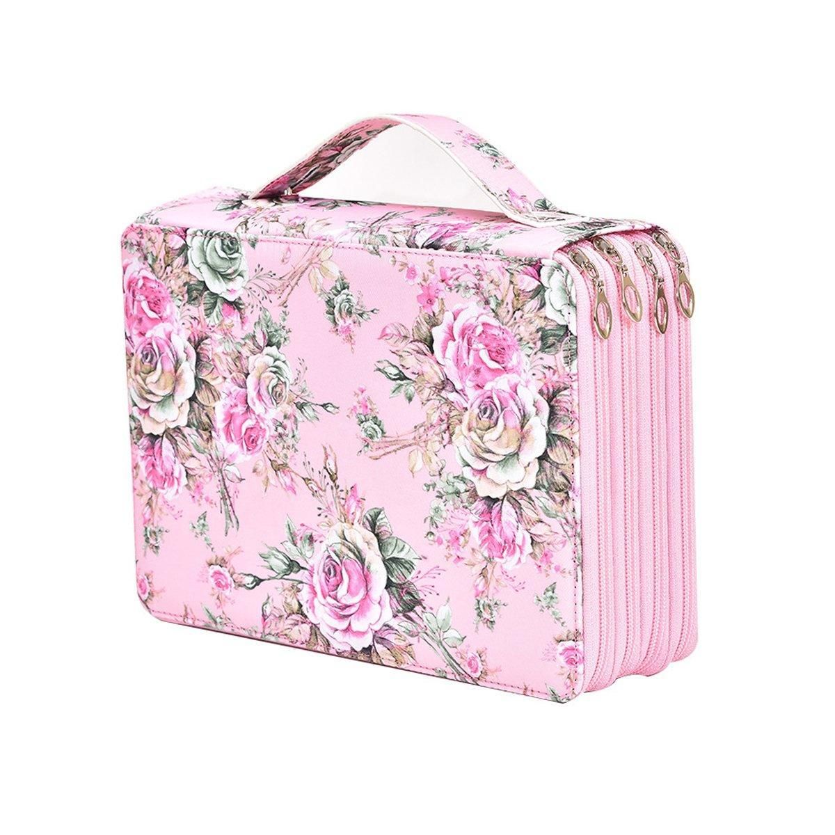 200 Slots Large Capacity Pencil Case Rose Foundation Student