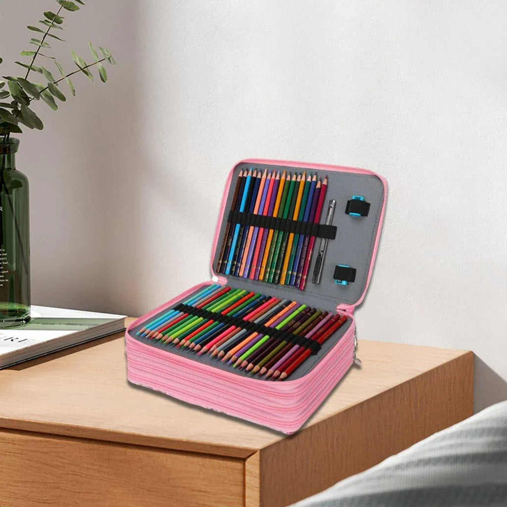 200 Slots Large Capacity Pencil Case Rose Foundation Student