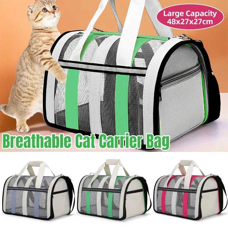 Pet Carrier Bag Portable Travel Cat Tote Bag Soft Breathable Cat Bag