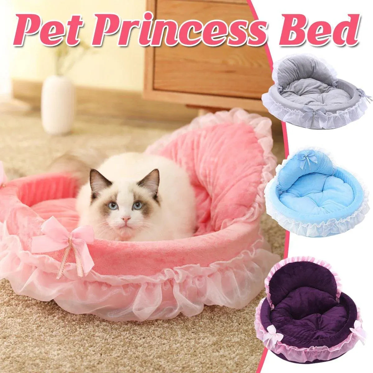 Princess Pet Kennel Soft Comfortable Cat and Dog Bed House