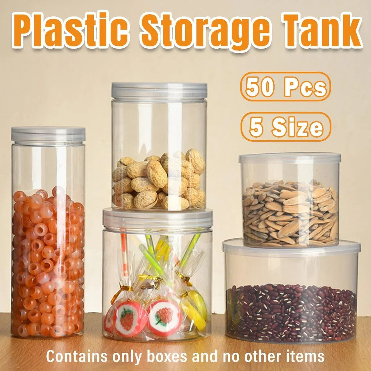 Wide Mouth Plastic Food Bottles 50PCS Transparent Sealed Storage