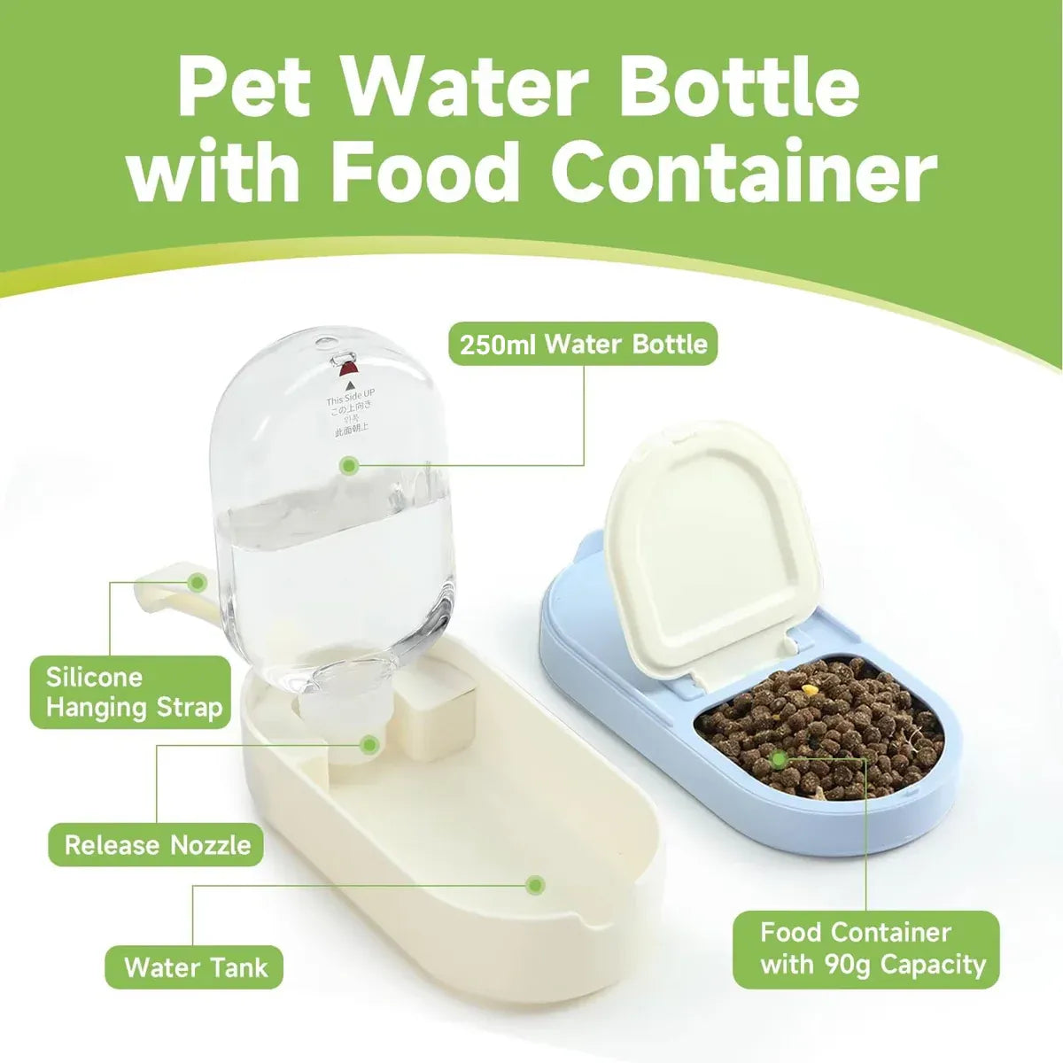 Aimall Portable Pet Water and Food Cup, Leakproof, shown in a real setting