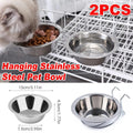 2PCS Pet Bowl Dog Food Cage Crate Water 13CM Hang-on Stainless Steel