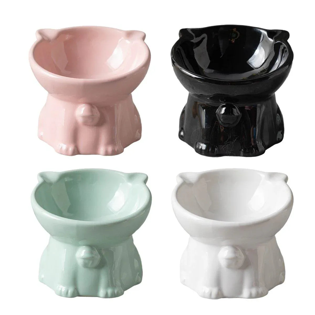 Ceramic Cat Bowl Cute Tall Raised Cat Food Bowl for Pets Eating