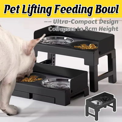 Aimall Height Adjustable Pet Feeding Bowl, Black