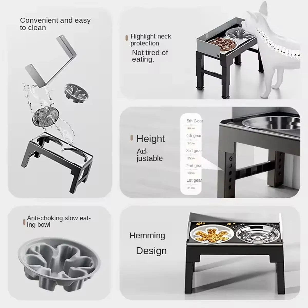 Height Adjustable Pet Feeding Bowl Dog Bowl Elevated Pet Dish Food Water Bowl