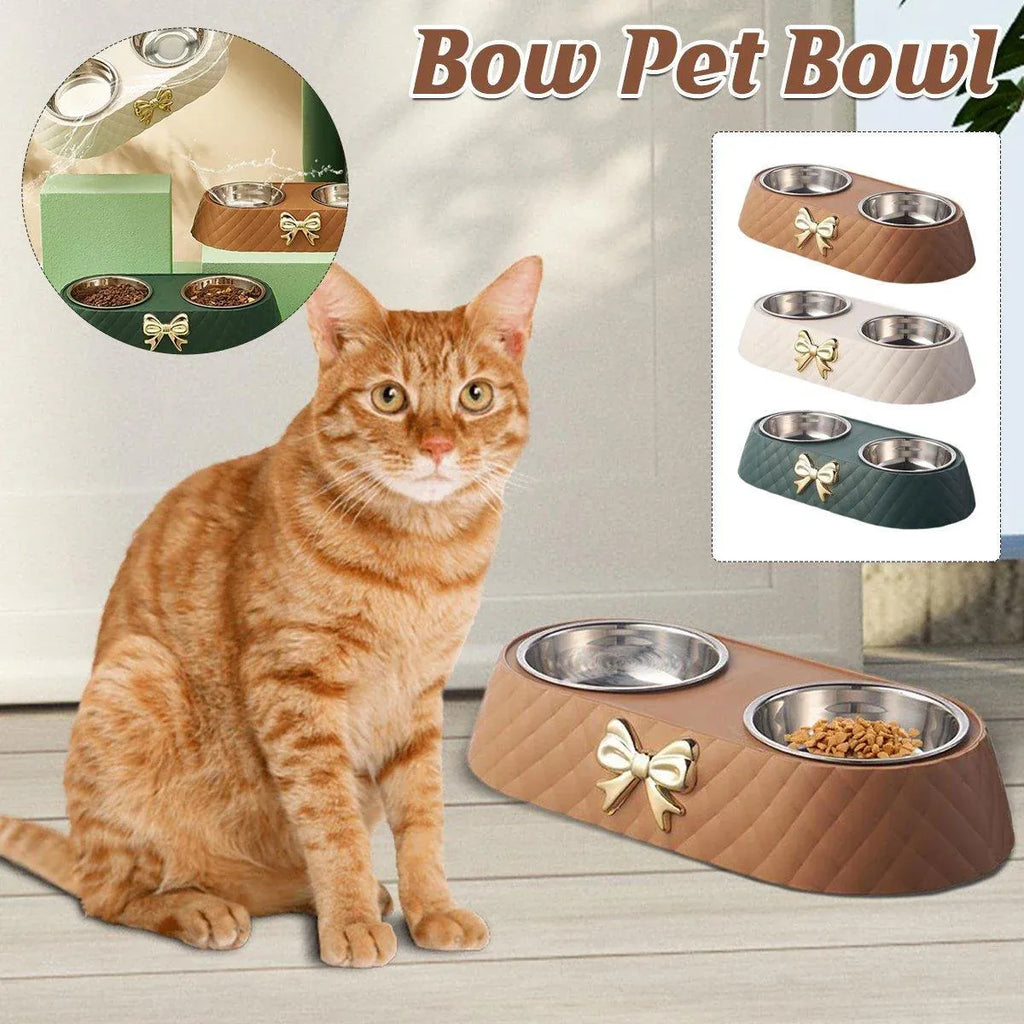 Stainless Steel Double Pet Bowl Non-Slip Anti-Knock Dog Cat Feeder