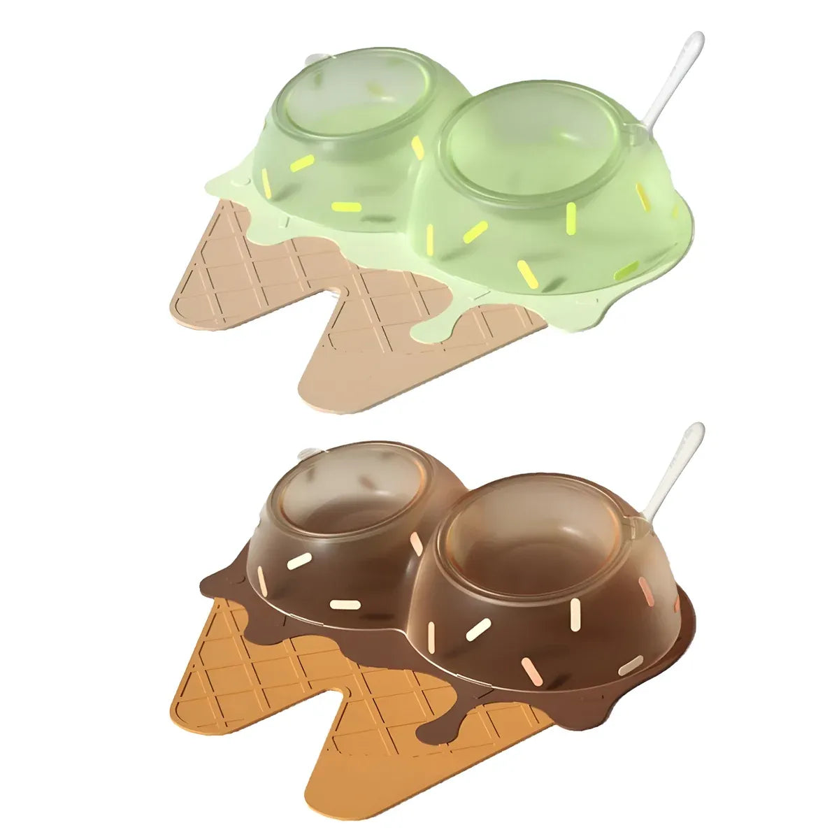 Detachable Ice Cream Shaped Bowls Pet Set Feeding Mat Spoon Cats