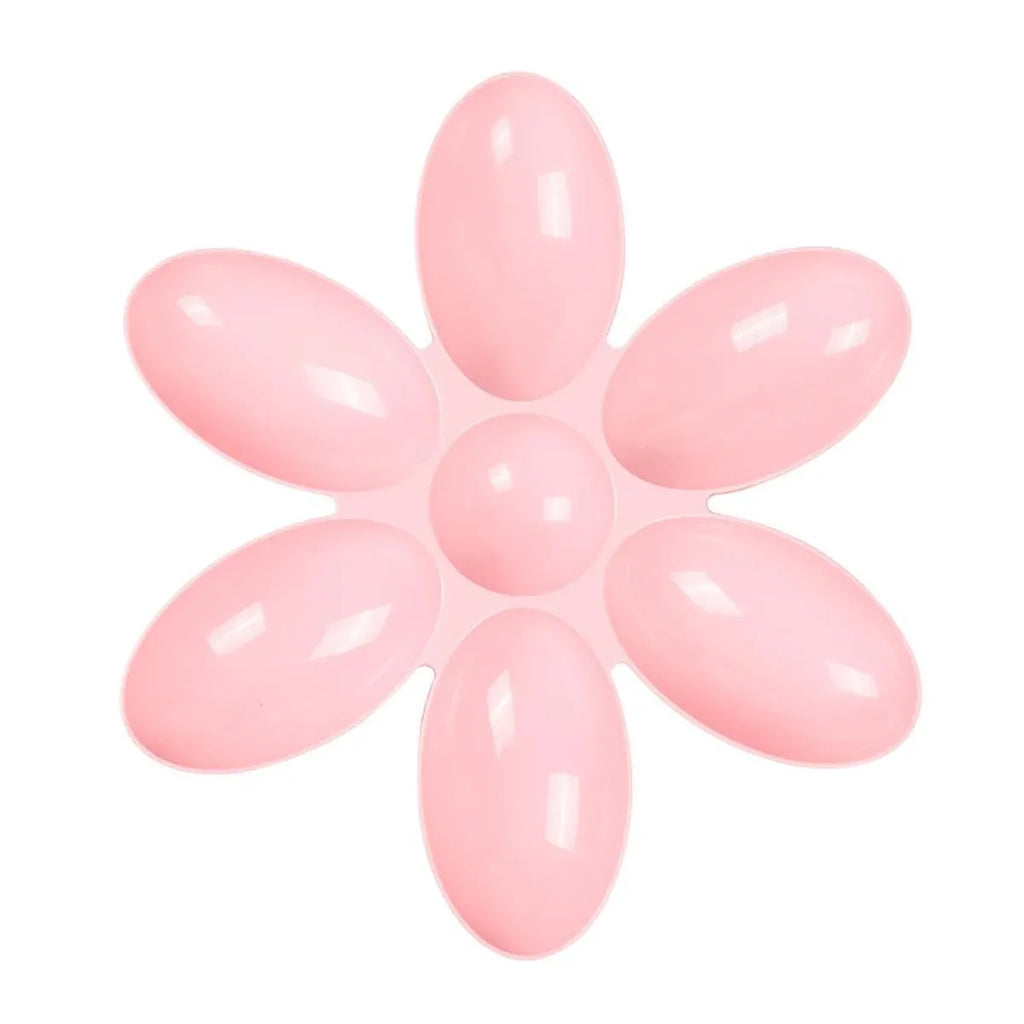 Six Compartment Petal Design Cat and Dog Feeding Bowl, Pink, on a white background