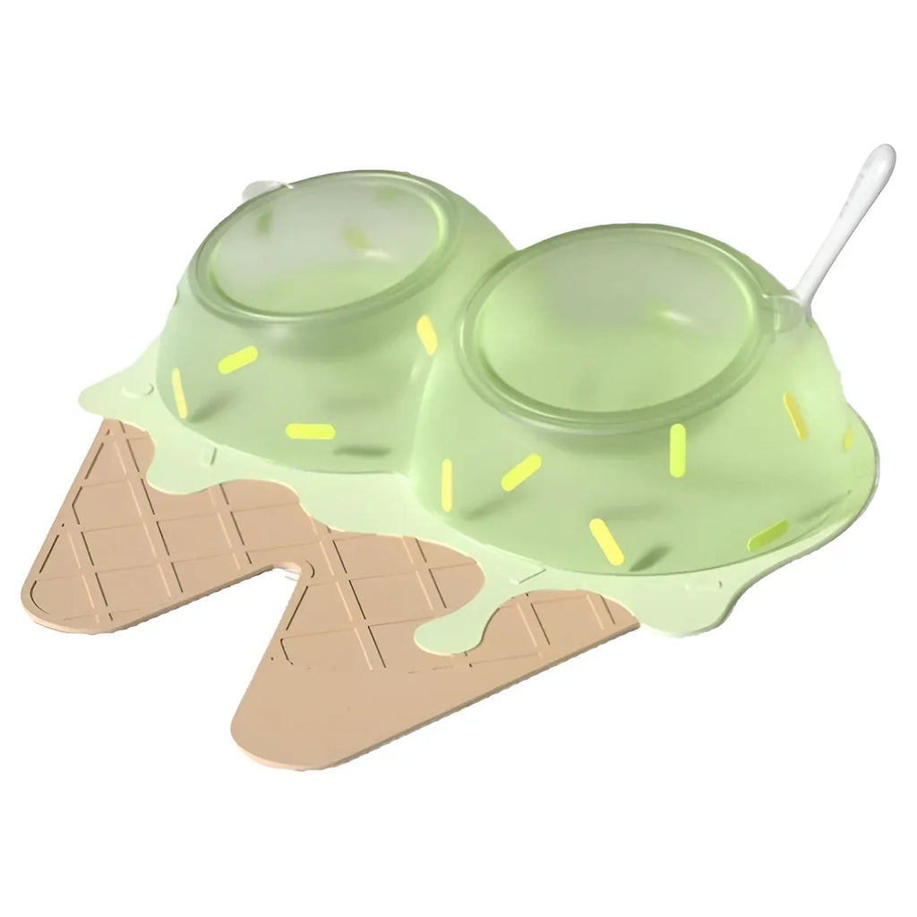 Detachable Ice Cream Shaped Bowls Pet Set Feeding Mat Spoon Cats