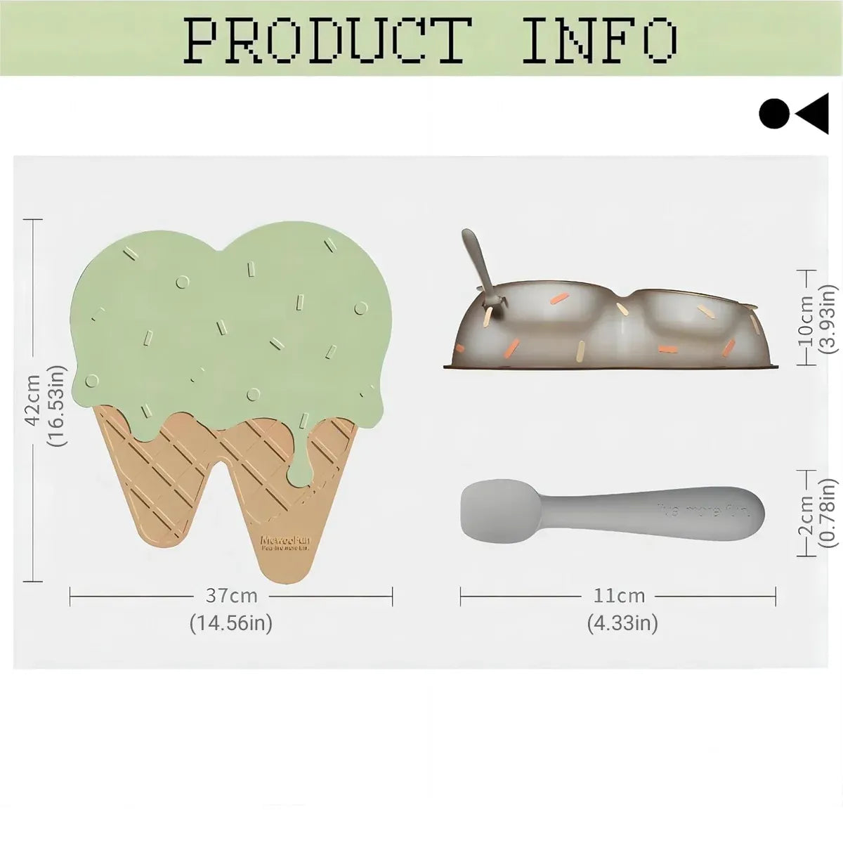 Detachable Ice Cream Shaped Bowls Pet Set Feeding Mat Spoon Cats