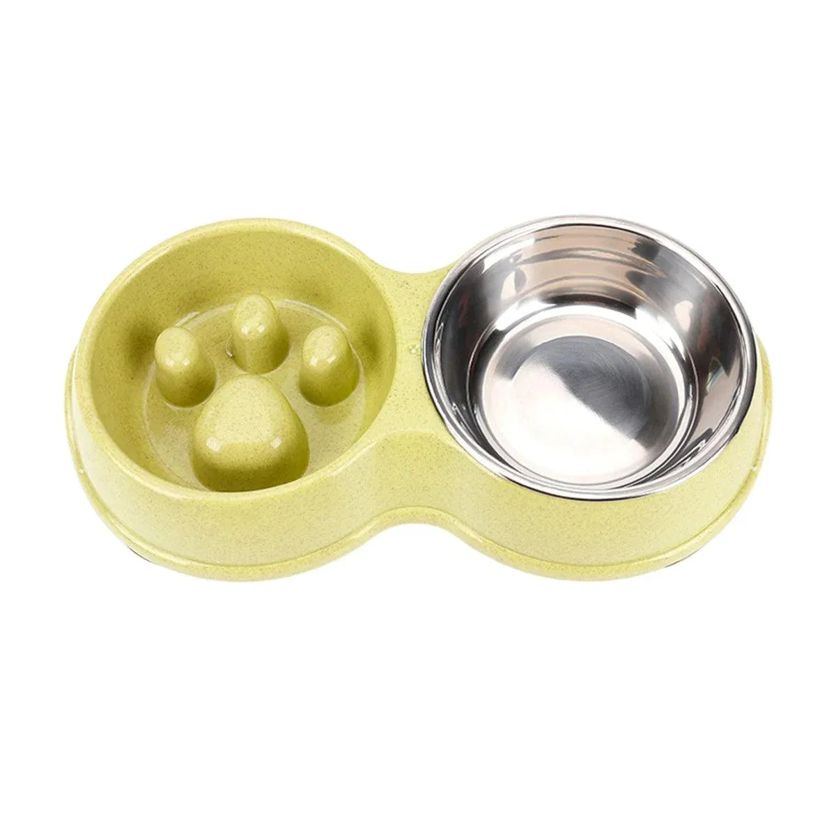 Dog Slow Feeder Double Bowl Pet Food and Water Dish