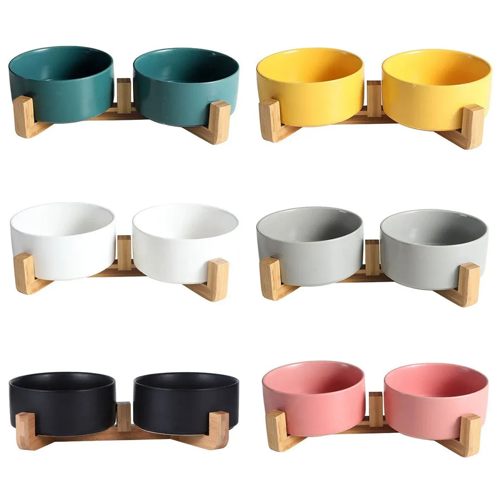 Ceramic Pet Bowl Double Cat Food Bowl Dog Water Bowl Feeding Drinking