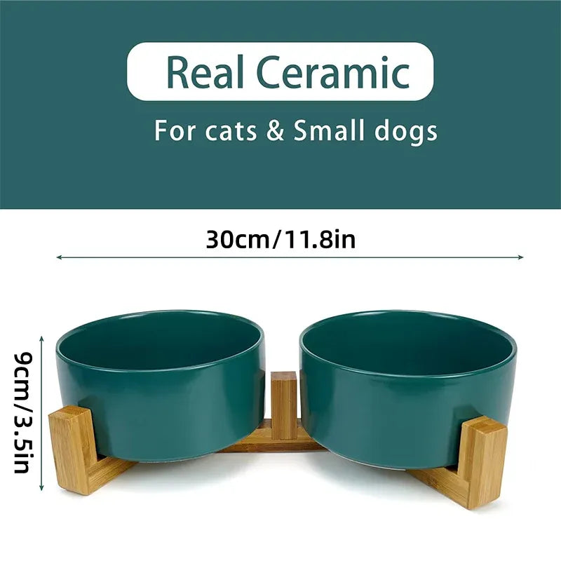 Ceramic Pet Bowl Double Cat Food Bowl Dog Water Bowl Feeding Drinking