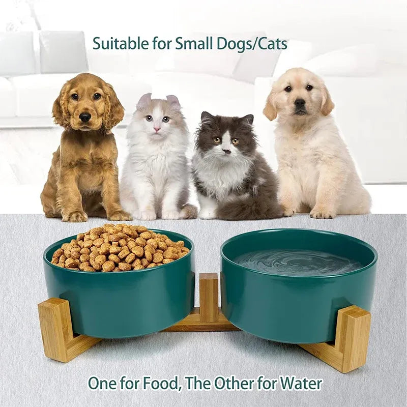 Ceramic Pet Bowl Double Cat Food Bowl Dog Water Bowl Feeding Drinking