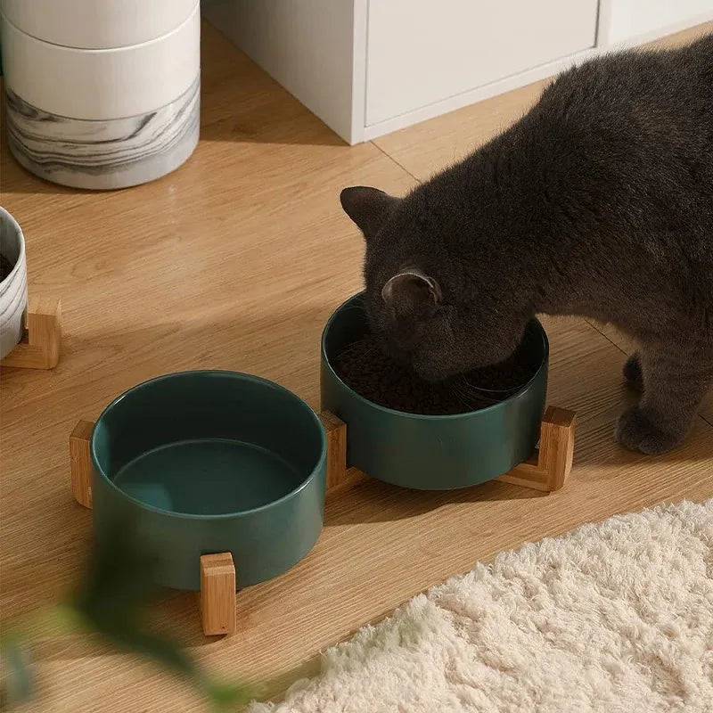Ceramic Pet Bowl Double Cat Food Bowl Dog Water Bowl Feeding Drinking