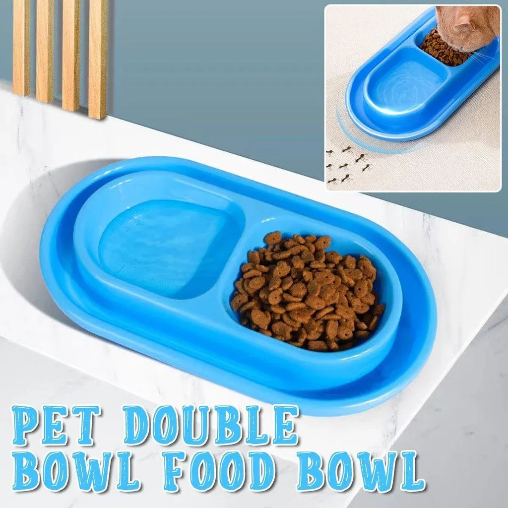 1-Piece Blue Double-Compartment Pet Feeding Bowl