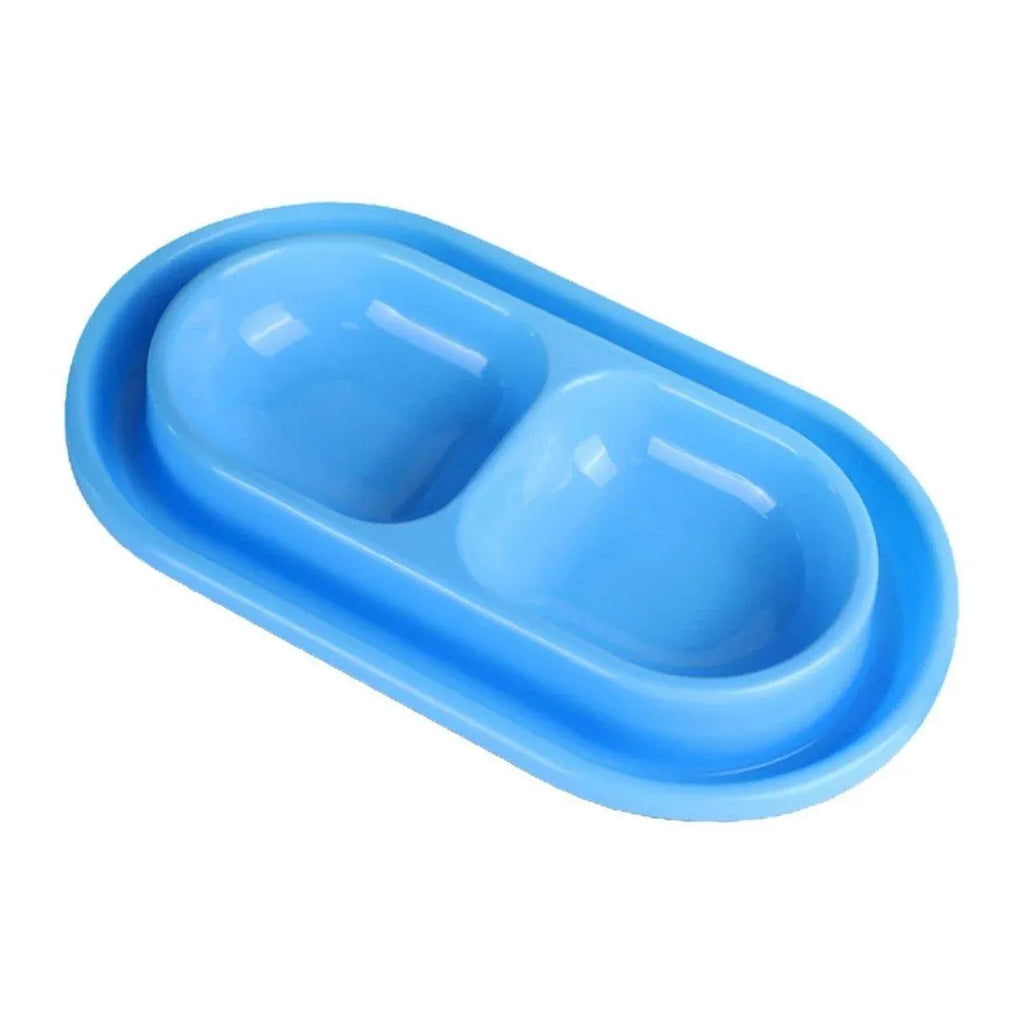 1-Piece Blue Double-Compartment Pet Feeding Bowl
